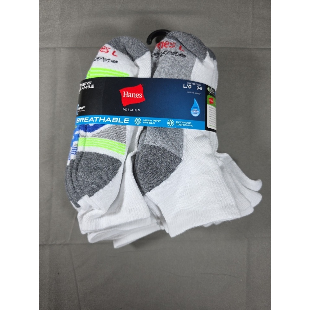 10pk Hanes BOYS No Show Socks Premium Breathable X-Temp  Size L 3-9